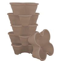 simpa 6PC Quad-Pot Stackable Modular Planters in Taupe