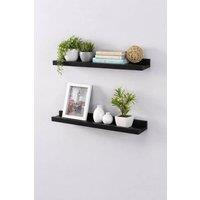SPOT ON DEALZ Floating Shelves Set of 2 Wooden Black Shelf 48CM
