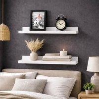 SPOT ON DEALZ Floating Shelves Set of 2 Wooden White Shelf 48CM