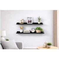 SPOT ON DEALZ Floating Shelves Set of 2 Wooden Black Shelf 80CM