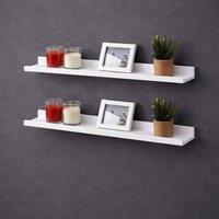 SPOT ON DEALZ Floating Shelves Set of 2 Wooden White Shelf 80CM
