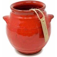 Verano Spanish Ceramics Selena Glazed Hand Dipped Kitchen Dining Utensil Jar (H) 16cm x (D) 16.5cm in Red