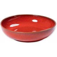 Verano Spanish Ceramics Selena Glazed Hand Dipped Kitchen Dining Medium Bowl (Diam) 22cm in Red