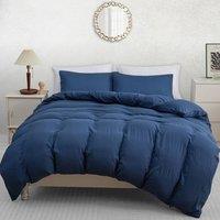 Pamposh Pre Washed Microfibre Duvet Cover Set Ultra Soft Quilt Covers in Navy | Size: Super King