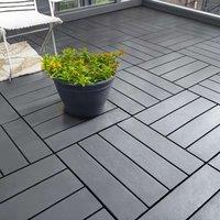Nicoman Polydeck Pack of 12 Interlocking Decking Tiles 30x30cm in Grey | Size: 30x30 cm