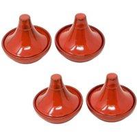 Verano Spanish Ceramics Selena Glazed Hand Dipped Kitchen Dining Set of 4 Mini Tagine Dip Dishes (D) 10cm in Red