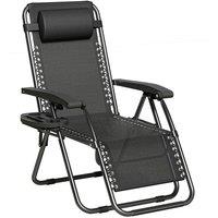 MCC Direct Zero Gravity Garden Recliner Chair Outdoor Sun Lounger in Black
