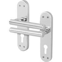 AFIT Polished Chrome Euro Door Handles T-Bar Backplate Internal 1 Pair in Silver | Size: 150mm x 150mm
