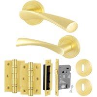 AFIT Satin Brass Door Handle Rose, Sash Lock Hinges Escutcheon 1 Pair Novi in Gold | Size: 150mm x 150mm