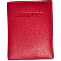 London Leathergoods Genuine Leather RFID Passport Cover in Red