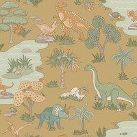 Holden Dcor Dino Zoo Textured Wallpaper in Yellow