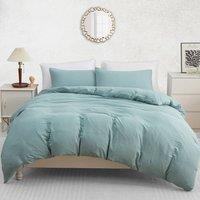 Pamposh Pre Washed Microfibre Duvet Cover Set Ultra Soft Quilt Covers in Pale Green | Size: Double