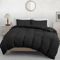 Pamposh Pre Washed Microfibre Duvet Cover Set Ultra Soft Quilt Covers in Black | Size: Super King