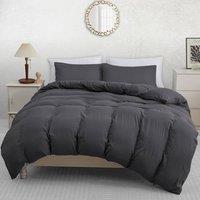 Pamposh Pre Washed Microfibre Duvet Cover Set Ultra Soft Quilt Covers in Grey | Size: Double