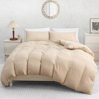 Pamposh Pre Washed Microfibre Duvet Cover Set Ultra Soft Quilt Covers in Beige | Size: King