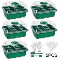 Nordara 5 Pack - 60 Holes Seed Starter 4 Trays Grow Trays Plant Germination in Green | Size: 3 Pack