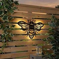 Garden Greatness Lunaria Bumble Bee Solar Garden Wall Art in Black