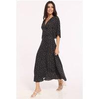 Liquorish Women's Black Polka Dot Wrap Maxi Dress | Size: 10