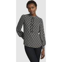 Hobbs London Women's Alba Geometric Print Blouse in Black | Size: 8