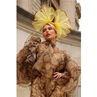 CY Women's Large Wide Brim Bow Fascinator in Yellow