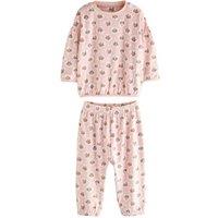 Cath Kidston Girl's Cosy Flower & Heart Fleece Pyjama Set in Pink | Size: 12-18 m