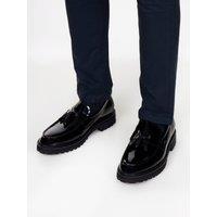 XPOSED Men's Stylish Patent Leather Tassel Loafers for Modern Elegance in Black | Size: 8