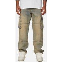 Good For Nothing Men's Baggy Washed Cargo Denim Jeans in Blue | Size: 30R