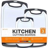 Dyzi 3 Piece Non Slip Plastic Chopping Board Set Grey Kitchen Boards