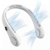 Dragodirect Portable Rechargeable Bladeless Digital Mini Neck Cooling Fan in White