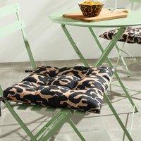 OHS 2 x Animal Print Garden Seat Pads Outdoor Chair Cushions in Brown | Size: 40 cm x 40 cm