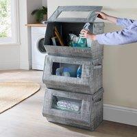 Clarsen Foldable Storage Box with Clear Panel & Magnetic Lid, 50.5cm in Grey