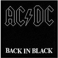 Collection Patch Back in Black Band Logo Official woven sew on Black (10 cm x 10 cm) | Size: 10 cm x 10 cm
