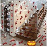 KDMD Halloween Bloody Handprint Window Stickers 12 Sheets PVC in Red