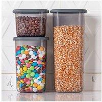KDMD Square Food Storage Containers Set of 3 550ml 1.2L 1.75L in Clear