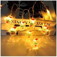 KDMD 1.5m 10 LED Snowman Decorative String Light Warm Glow AA Battery in White