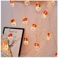 KDMD 2M 10 LED Santa Claus Battery String Lights Decoration Indoor in Red