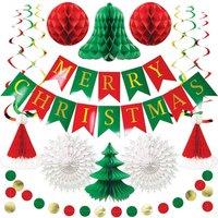KDMD Reusable Indoor Christmas Garland Banner Honeycomb Balls