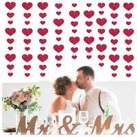 KDMD 4M Red Double Sided Glitter Heart Garland Streamer Banner