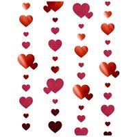 KDMD Red Heart Garland Hanging Glitter Streamer Double Sided 4M