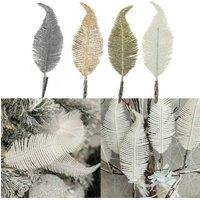 KDMD 6 Pack Christmas Clip On Feather Bauble Ornaments Silver
