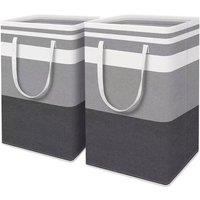 KDMD 2 Pack 75L Folding Laundry Hamper Basket with Handles Grey Black