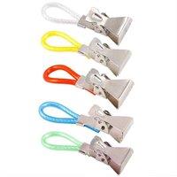 KDMD 5 Pack Colorful Metal Towel Hanging Clips Clothes Pegs Hangers