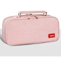 KDMD Expandable Canvas Pencil Case Large Capacity Office School Bag in Pink