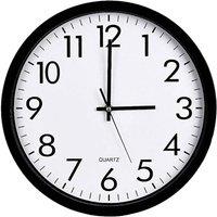 KDMD Quartz Basic Battery Operated Round Vintage Wall Clock 24cm in Black