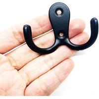 KDMD 10 Pack Double Coat Hooks Heavy Duty Metal Door Hooks Black