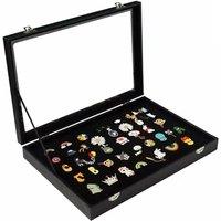 Nordara Clear Pin Display Case Medal Storage Box Badge Jewelry Chest in Black