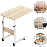 Nordara Height Adjustable Rolling Overbed Desk Tiltable Top With Wheels in Brown | Size: 0.6m2