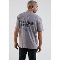 BCouture Men's Oversized Cotton T-Shirt in Dark Grey | Size: Medium