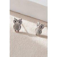 Mia Gioielli Women's Sterling Silver CZ Owl Studs