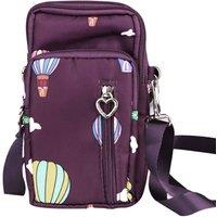 KDMD Women's Mini Crossbody Phone Bag Pouch Wallet Oxford Waterproof in Purple